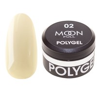 Изображение  Moon Full Poly Gel №02 Polygel for nail extension White, 15 ml, Volume (ml, g): 15, Color No.: 2