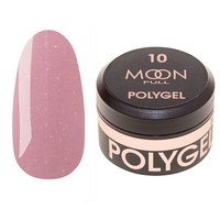 Изображение  Moon Full Poly Gel №10 полигель для наращивания ногтей Сочно-розовый с шиммером, 15 мл, Объем (мл, г): 15, Цвет №: 10