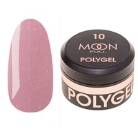 Изображение  Moon Full Poly Gel №10 poly gel for nail extension Juicy pink with shimmer, 15 ml, Volume (ml, g): 15, Options: 10