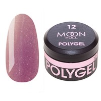 Изображение  Moon Full Poly Gel №12 полигель для наращивания ногтей Розово-металический с шиммером, 15 мл, Объем (мл, г): 15, Цвет №: 12
