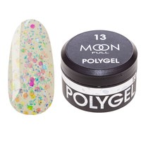 Изображение  Moon Full Poly Gel №13 Pearl confetti with potal, 15 ml, Volume (ml, g): 15, Color No.: 13