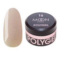 Изображение  Moon Full Poly Gel №16 Polygel for nail extension White Chocolate with shimmer, 15 ml, Volume (ml, g): 15, Options: 16