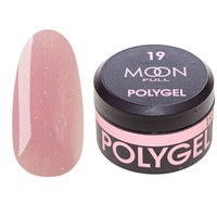 Изображение  Moon Full Poly Gel №19 полигель для наращивания ногтей Насыщенно-розовый с шиммером, 15 мл, Объем (мл, г): 15, Цвет №: 19
