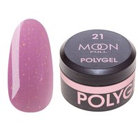 Изображение  Moon Full Poly Gel №21 полигель для наращивания ногтей Розовая Барби с шиммером, 15 мл, Объем (мл, г): 15, Цвет №: 21