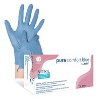 Изображение  Одноразовые перчатки нитриловые неопудренные синие AMPri Pura Comfort размер S, Синие, 100 шт.