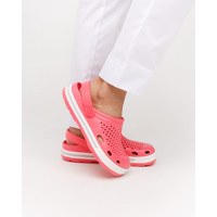 Изображение  Обувь медицинская Coqui Lindo розовый/белый (серая полоска) р. 41, "БЕЛЫЙ ХАЛАТ" 394-466-864, Размер: 41, Цвет: розовый