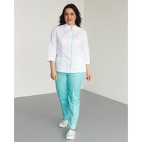 Зображення  Медичний костюм жіночий Сакура білий-м'ятний +SIZE р. 60, "БІЛИЙ ХАЛАТ" 317-399-679, Розмір: 60, Колір: білий-м'ятний