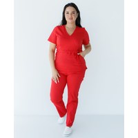 Изображение  Медицинский костюм женский Рио красный +SIZE р. 58, "БЕЛЫЙ ХАЛАТ" 346-339-704, Размер: 58, Цвет: красный