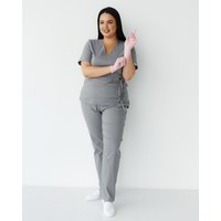 Изображение  Women's medical suit Rio gray +SIZE s. 56, "WHITE ROBE" 346-328-704, Size: 56, Color: grey