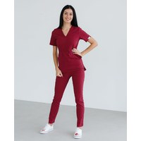 Изображение  Women's medical suit Rio Marsala s. 46, "WHITE ROBE" 135-326-707, Size: 46, Color: marsala
