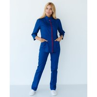 Изображение  Women's medical suit Sakura sapphire-red s. 40, "WHITE ROBE" 124-360-678, Size: 40, Color: sapphire red