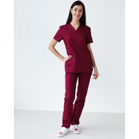 Изображение  Women's medical suit Topaz Marsala river. 40, "WHITE ROBE" 137-326-705, Size: 40, Color: marsala
