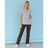 Изображение  Medical suit with print for women Topaz Bear gray s. 40, "WHITE ROBE" 138-373-558, Size: 40, Color: bear gray