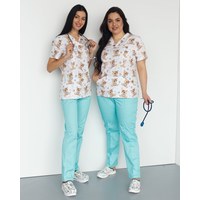 Изображение  Medical suit with print for women Topaz Teddy mint s. 40, "WHITE ROBE" 138-332-645, Size: 40, Color: teddy mint