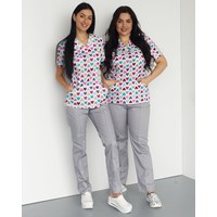 Изображение  Medical suit with print women's Topaz Hearts gray s. 40, "WHITE ROBE" 138-328-555, Size: 40, Color: hearts gray