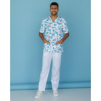 Изображение  Medical suit with print for men Granite Teeth smile s. 46, "WHITE ROBE" 131-324-626, Size: 46, Color: blue light