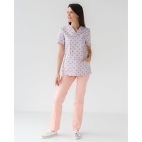 Изображение  Medical suit with print for women Topaz chanterelles peach s. 40, "WHITE ROBE" 138-338-729, Size: 40, Color: peach chanterelles
