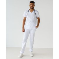 Изображение  Medical suit for men Milan white s. 48, "WHITE ROBE" 134-324-708, Size: 48, Color: white