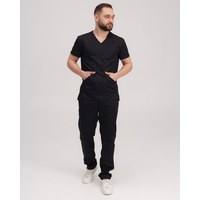 Изображение  Medical suit for men Milan black s. 56, "WHITE ROBE" 134-321-708, Size: 56, Color: black