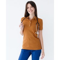 Изображение  Medical polo for women caramel s. S, "WHITE ROBE" 147-418-677, Size: S, Color: shortbread-chocolate