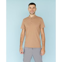 Изображение  Medical polo with stand-up collar, men's dark beige. L, "WHITE ROBE" 148-435-821, Size: L, Color: dark beige