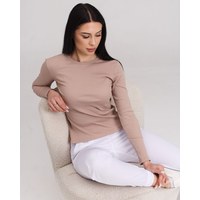 Изображение  Women's medical long sleeve ribbed mocha s. L, "WHITE ROBE" 392-421-901, Size: L, Color: mocha