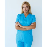 Изображение  Women's medical shirt Topaz cobalt s. 48, "WHITE ROBE" 164-439-705, Size: 48, Color: cobalt