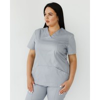 Изображение  Медицинская рубашка женская Топаз серая +SIZE р. 60, "БЕЛЫЙ ХАЛАТ" 386-328-705, Размер: 60, Цвет: серый