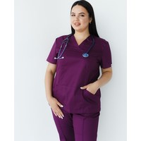 Изображение  Медицинская рубашка женская Топаз фиолетовая +SIZE р. 56, "БЕЛЫЙ ХАЛАТ" 386-335-705, Размер: 56, Цвет: фиолетовый