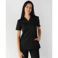 Изображение  Медицинская рубашка женская Топаз черная р. 52, "БЕЛЫЙ ХАЛАТ" 164-321-705, Размер: 52, Цвет: черный