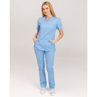 Изображение  Медицинская женская рубашка Топаз светло-голубая р. 44, "БЕЛЫЙ ХАЛАТ" 433-436-705, Размер: 44, Цвет: светло-голубой