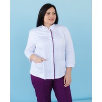 Изображение  Women's medical shirt Sakura white-violet +SIZE s. 60, "WHITE ROBE" 311-346-679, Size: 60, Color: white-purple