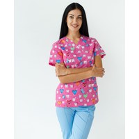 Изображение  Women's medical shirt Topaz print Teeth pink s. 42, "WHITE ROBE" 126-337-623, Size: 42, Color: teeth pink