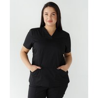 Изображение  Медицинская рубашка женская Топаз черная +SIZE р. 56, "БЕЛЫЙ ХАЛАТ" 386-321-705, Размер: 56, Цвет: черный