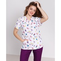 Изображение  Women's medical shirt Topaz print MediKids s. 44, "WHITE ROBE" 126-324-774, Size: 44, Color: medi kids