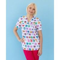 Изображение  Медицинская рубашка женская Топаз принт Cats colored р. 48, "БЕЛЫЙ ХАЛАТ" 126-324-569, Размер: 48, Цвет: cats colored