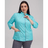 Изображение  Медицинская рубашка женская Сакура мятный-серый +SIZE р. 60, "БЕЛЫЙ ХАЛАТ" 311-356-679, Размер: 60, Цвет: мятный-серый