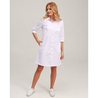 Изображение  Women's medical gown Manhattan white with ash pink s. 42, "WHITE ROBE" 157-481-679, Size: 42, Color: ash pink