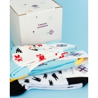 Изображение  Set of socks in a gift box: Happy Smiles #1 s. 41-44, "WHITE ROBE" 415-387-885, Size: 41-44