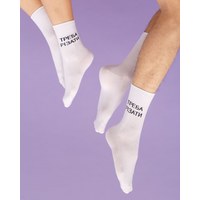 Изображение  Medical socks with a print of the Requirement to Result. 41-44, "WHITE ROBE" 143-324-893, Size: 41-44, Color: white