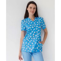 Изображение  Медицинская рубашка женская Топаз принт Dentist blue р. 42, "БЕЛЫЙ ХАЛАТ" 126-376-776, Размер: 42, Цвет: dentist blue