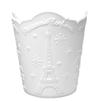 Изображение  Round glass stand for brushes, files and manicure tools "Eiffel Tower", white 110x100 mm