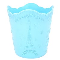 Изображение  Подставка стакан круглый для кисточек , пилочек и маникюрных инструментов "Эйфелева башня", голубой 110x100 мм