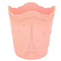 Изображение  Round glass stand for brushes, files and manicure tools "Eiffel Tower", pink 110x100 mm