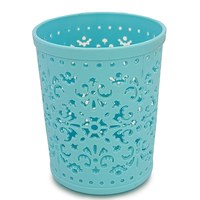 Изображение  Round glass stand for brushes, files and manicure tools perforated vintage, blue 95x80 mm