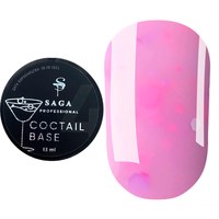 Изображение  База для гель-лака Saga Coctail Base №03 светло-розовый с хлопьями, 13 мл, Объем (мл, г): 13, Цвет №: 03