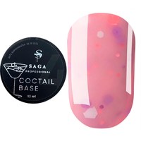 Изображение  Base for gel polish Saga Coctail Base No. 04 peach with flakes, 13 ml, Volume (ml, g): 13, Color No.: 4