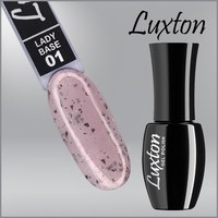 Изображение  Камуфлирующая база LUXTON Lady Base №001 молочный с розовым шиммером и черной поталью, 10 мл, Объем (мл, г): 10, Цвет: 001