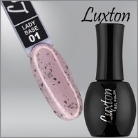 Зображення  Камуфлююча база LUXTON Lady Base №001 молочний з рожевим шимером та чорною поталлю, 15 мл, Об'єм (мл, г): 15, Цвет №: 001