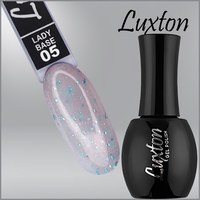 Изображение  Camouflage base LUXTON Lady Base No. 005 milky with pink shimmer and green-turquoise gold leaf, 15 ml, Volume (ml, g): 15, Color No.: 5